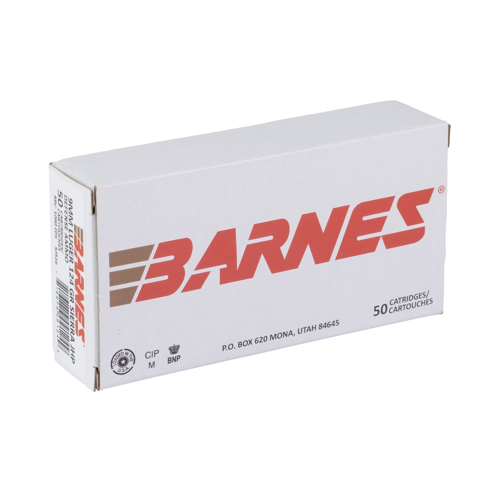 BARNES DEFENSE 9MM 124GR 50/500 1