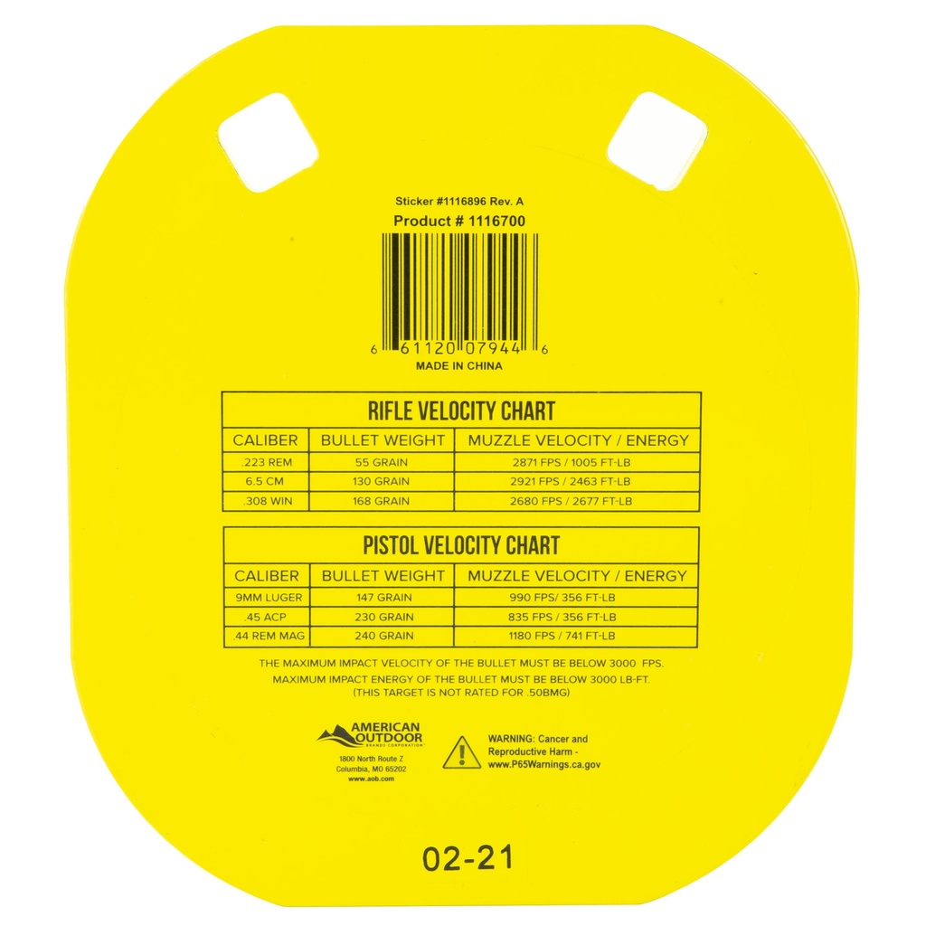 CALDWELL AR500 5" YELLOW 1