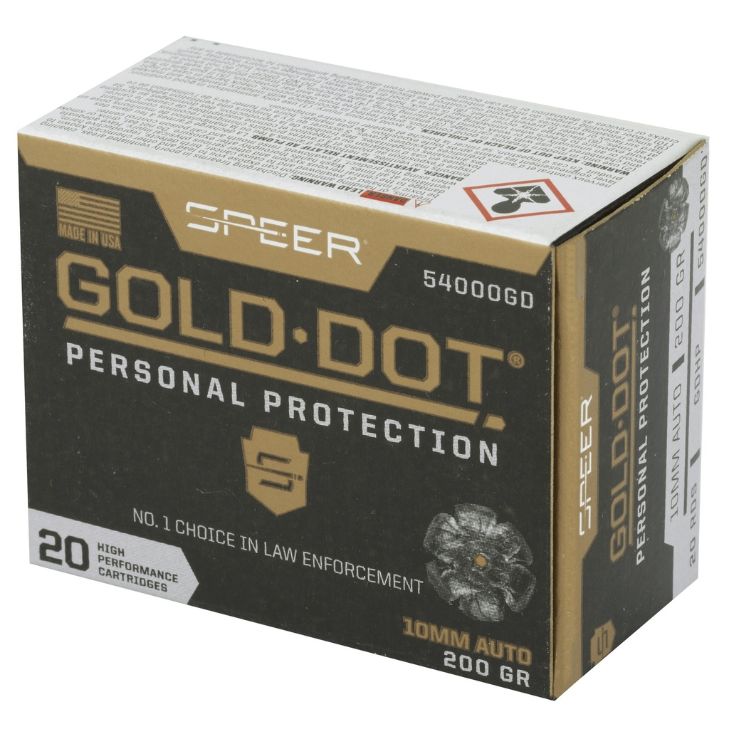 Speer Ammunition SPR GOLD DOT 10MM 200GR HP 20/200 2