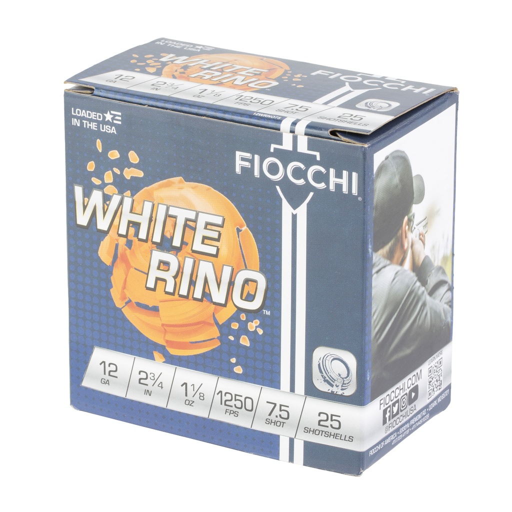 FIOCCHI WHITE RINO 12GA #7.5 25/250 2
