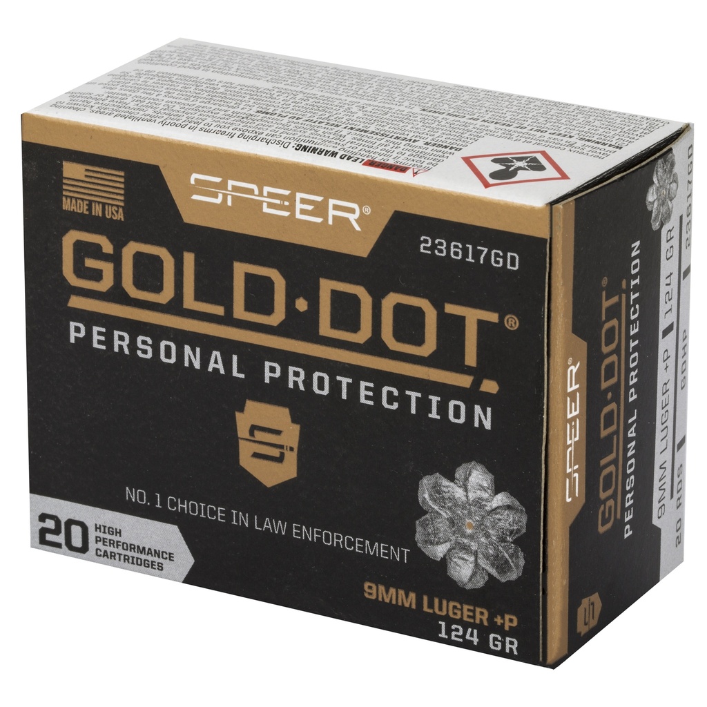 Speer Ammunition SPR GOLD DOT 9MM+P 124GR HP 20/200 2