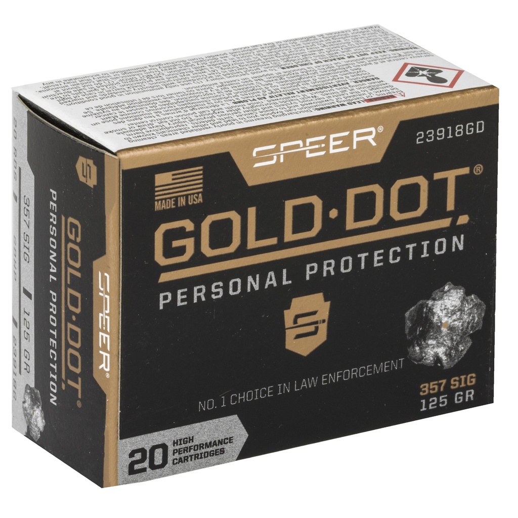 Speer Ammunition SPR GOLD DOT 357SIG 125GR HP 20/200 1