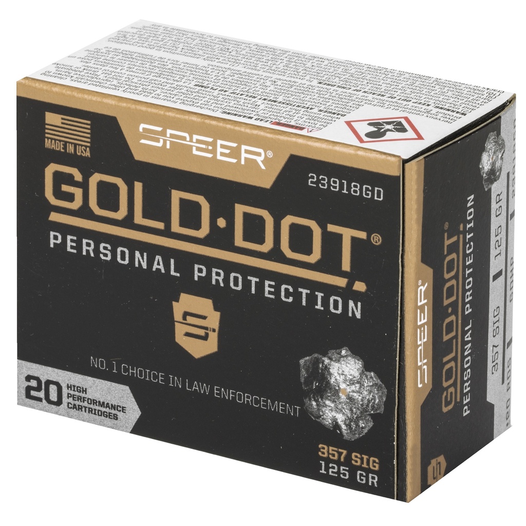 Speer Ammunition SPR GOLD DOT 357SIG 125GR HP 20/200 2