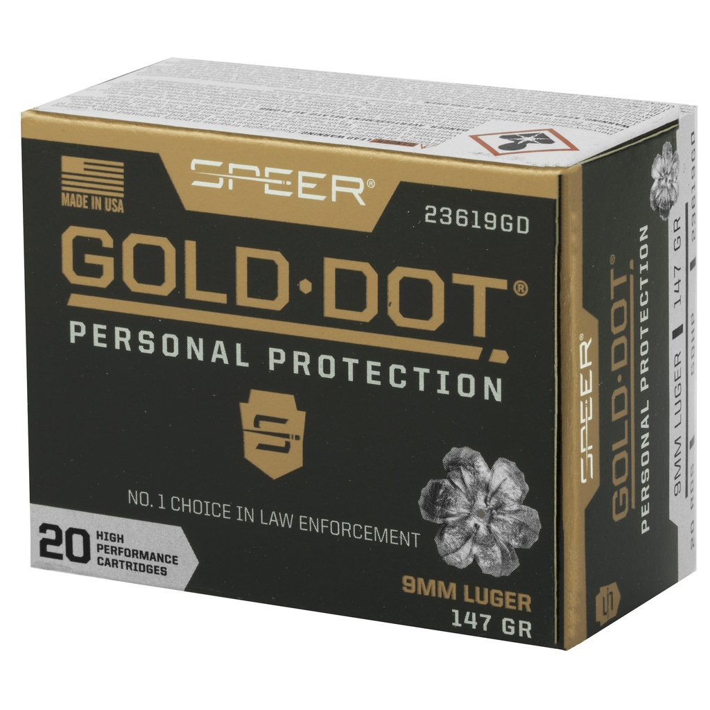 Speer Ammunition SPR GOLD DOT 9MM 147GR HP 20/200 2