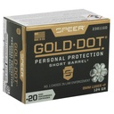 Speer Ammunition SPR GOLD DOT 9MM+P 124G HP SB 20/200 1