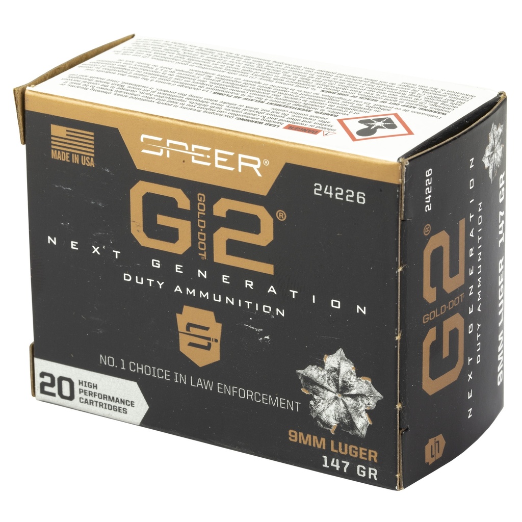 Speer Ammunition SPR GOLD DOT G2 9MM 147GR 20/200 2