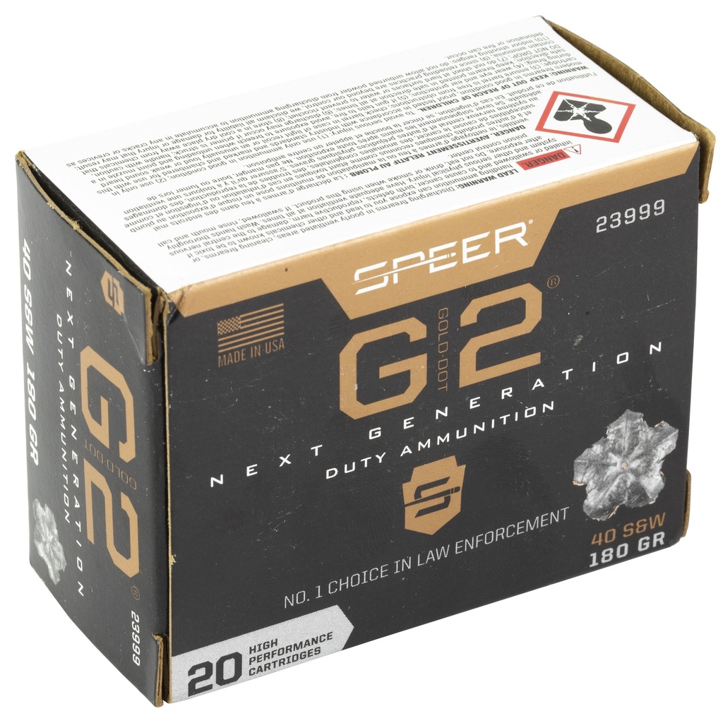 Speer Ammunition SPR GOLD DOT G2 40S&W 180GR 20/200 1
