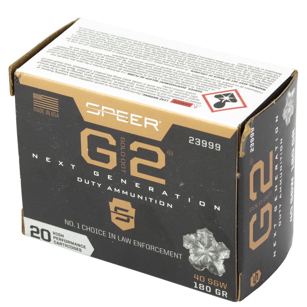 Speer Ammunition SPR GOLD DOT G2 40S&W 180GR 20/200 2