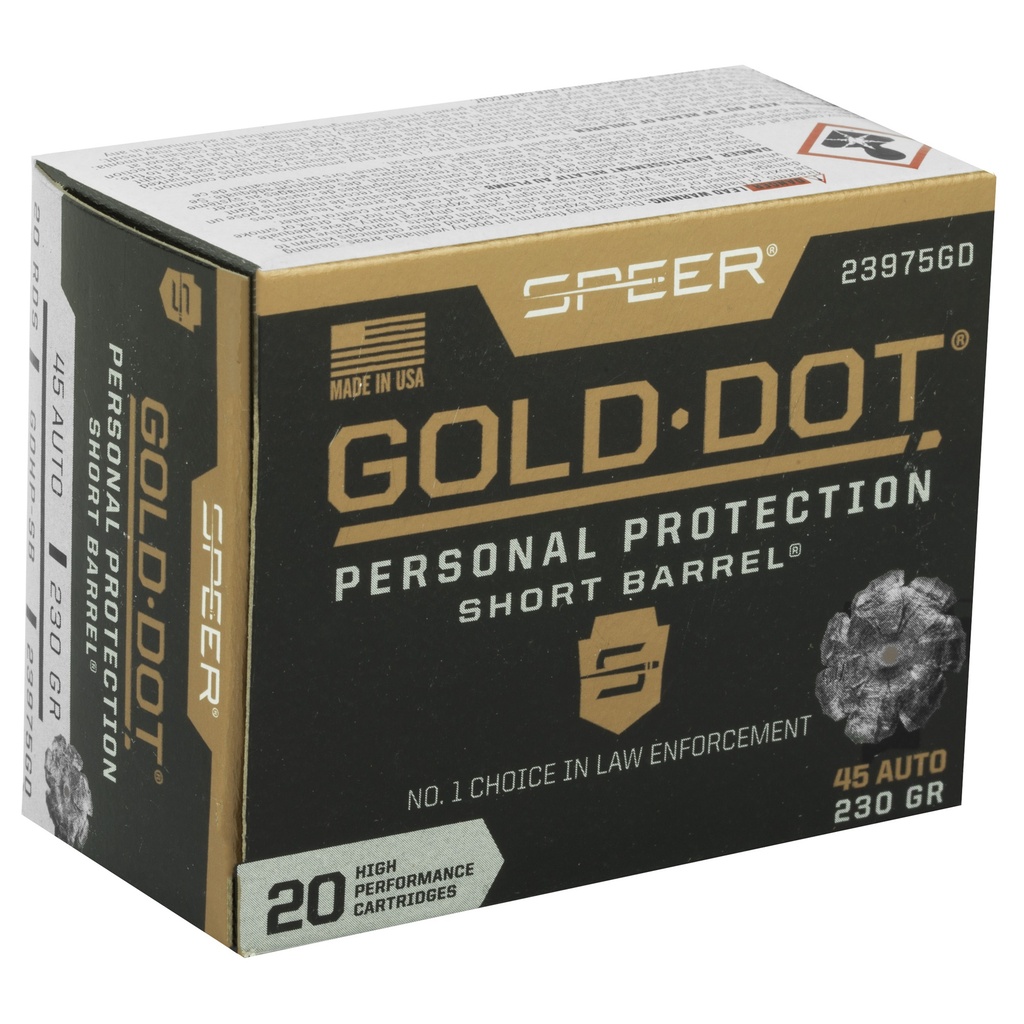 Speer Ammunition SPR GOLD DOT 45ACP 230G HP SB 20/200 1