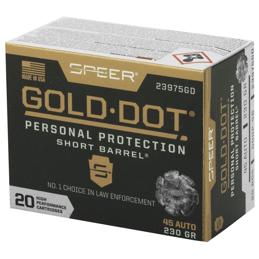 Speer Ammunition SPR GOLD DOT 45ACP 230G HP SB 20/200 2