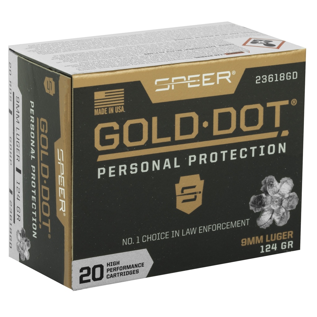 Speer Ammunition SPR GOLD DOT 9MM 124GR HP 20/200 1