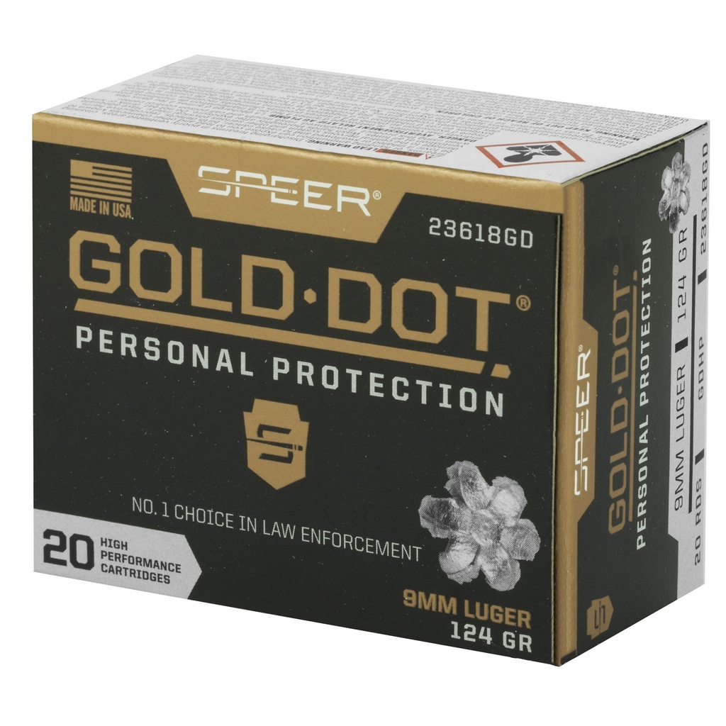 Speer Ammunition SPR GOLD DOT 9MM 124GR HP 20/200 2