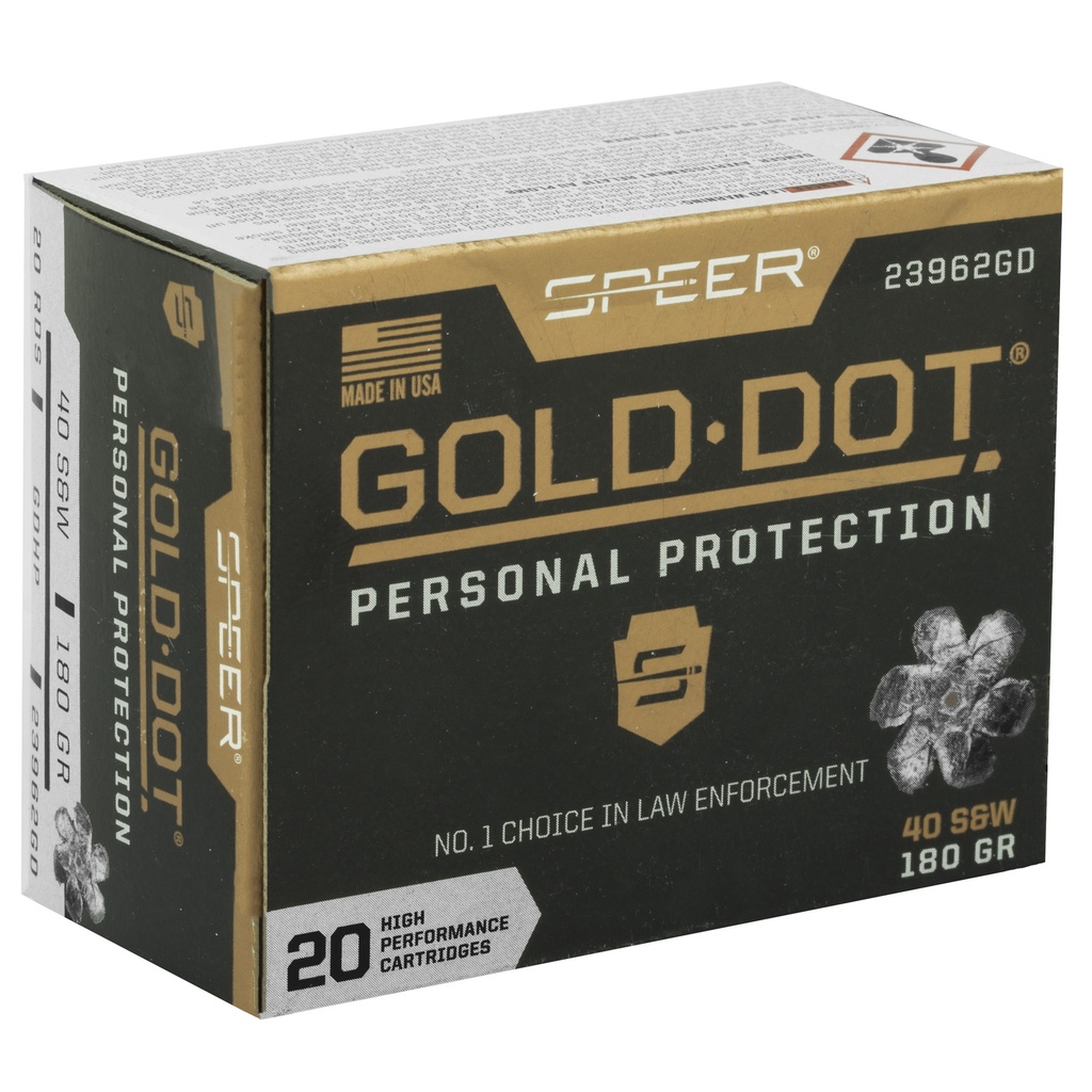 Speer Ammunition SPR GOLD DOT 40SW 180GR HP 20/200 1
