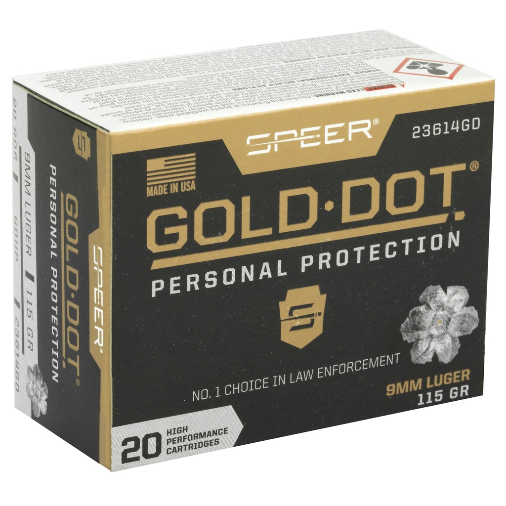 Speer Ammunition SPR GOLD DOT 9MM 115GR HP 20/200 1
