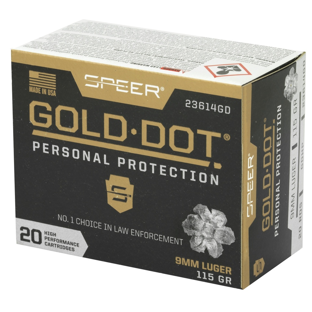 Speer Ammunition SPR GOLD DOT 9MM 115GR HP 20/200 2