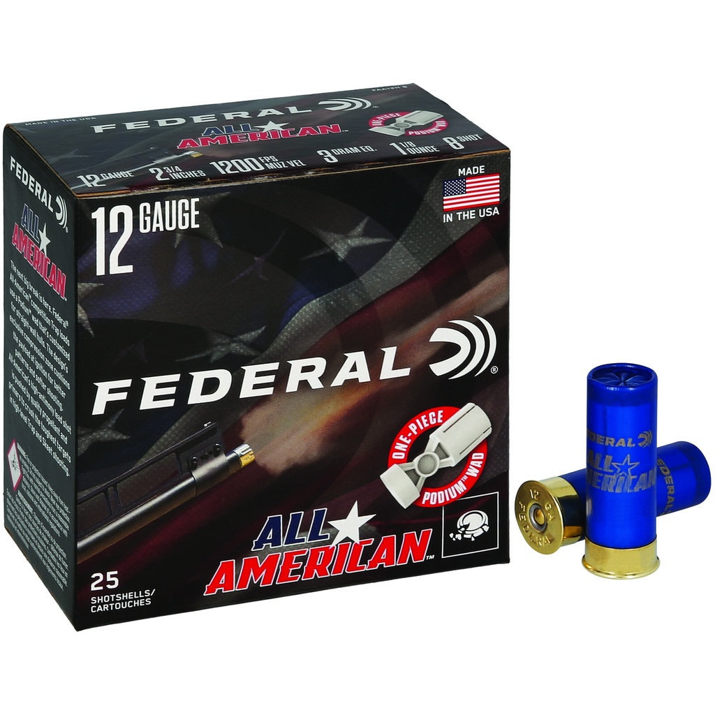Federal FED ALL AMER 12GA 2.75" 1 1/8OZ #8 1