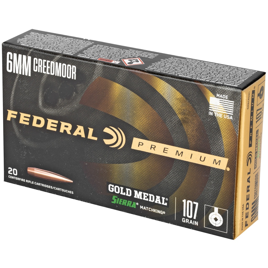Federal FED GOLD MDL 6MM CM 107GR SMK 20/200 2