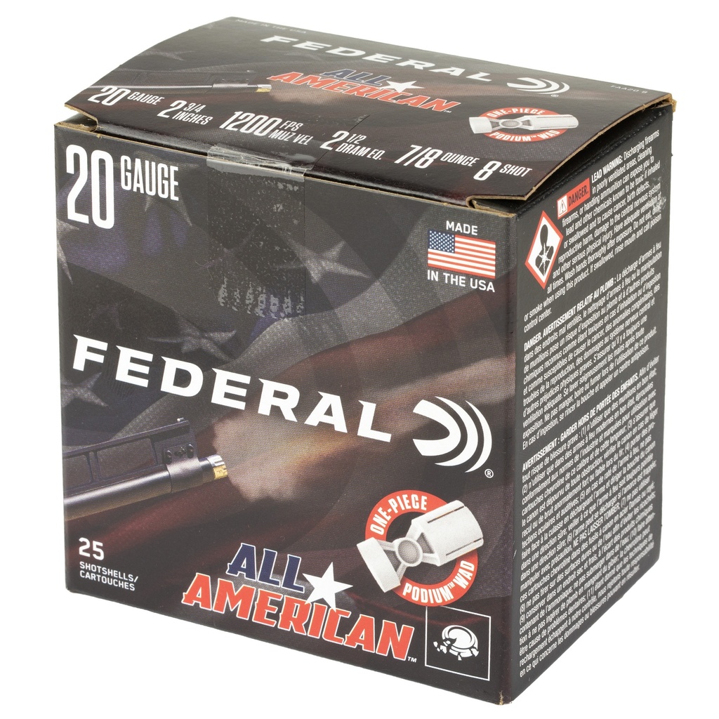 Federal FED ALL AMERICAN 20GA 2.75" 7/8OZ #8 2