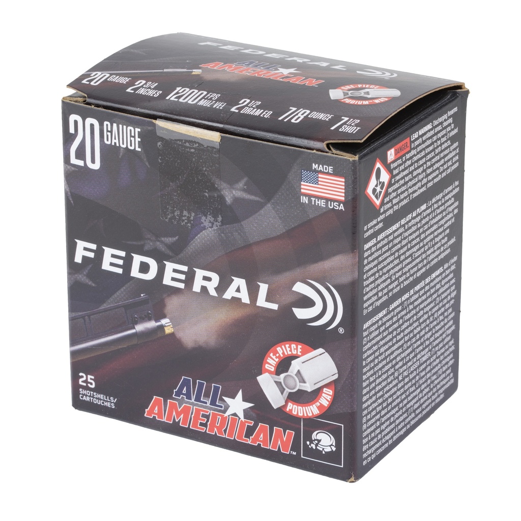 Federal FED ALL AMER 20GA 2.75" 7/8OZ #7.5 2