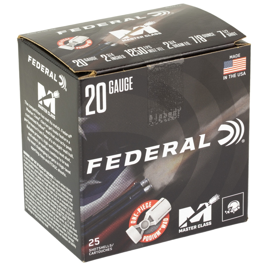 Federal FED MSTR CLASS 20GA 2.75" 7/8OZ #7.5 1
