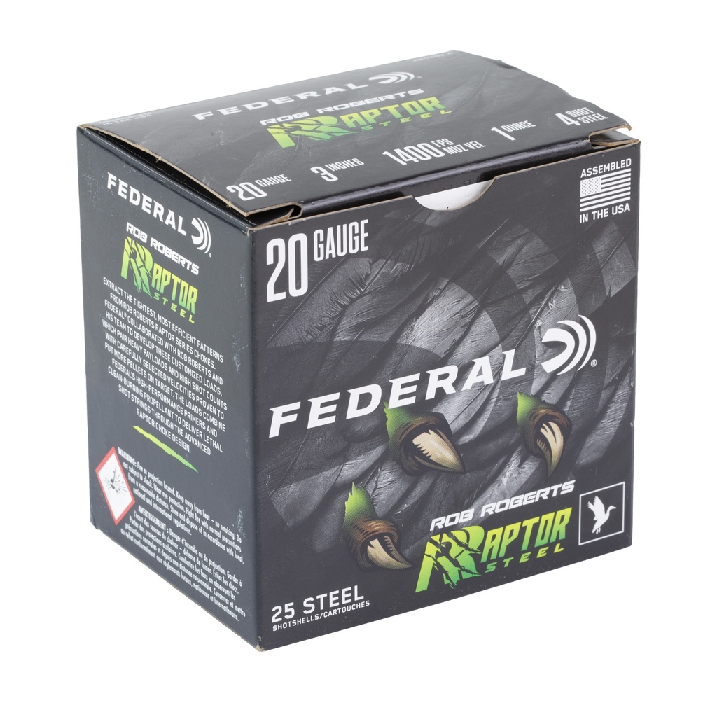 Federal FED RAPTOR STEEL 20GA 3" 1OZ #4 25 1