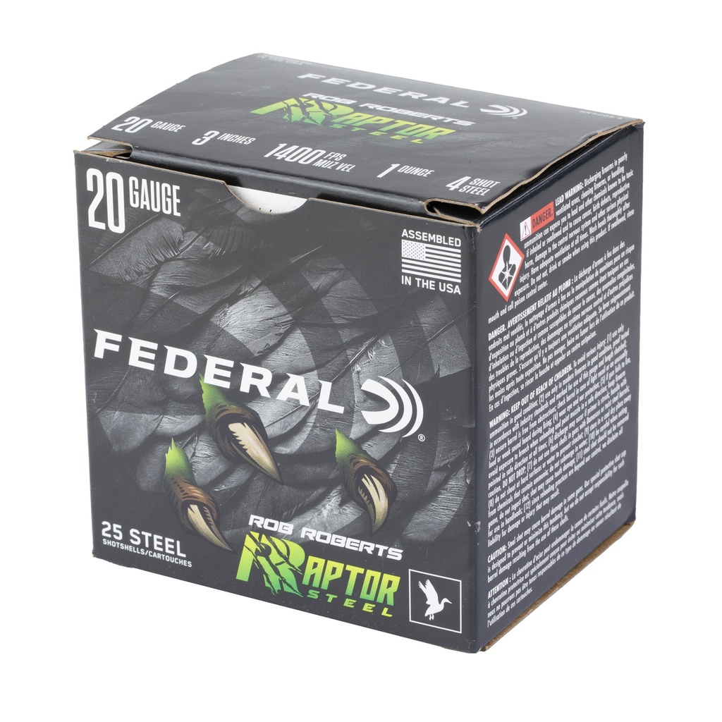 Federal FED RAPTOR STEEL 20GA 3" 1OZ #4 25 2