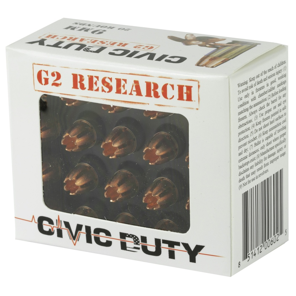 G2 Research G2R CIVIC DUTY 9MM 94GR 20/500 2