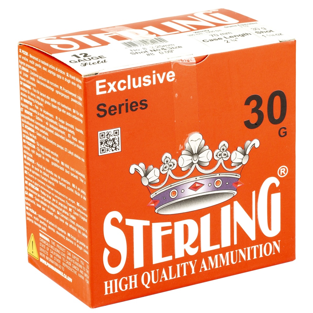 STERLING EXCLSV 12GA 2.75" #8 25/250 1