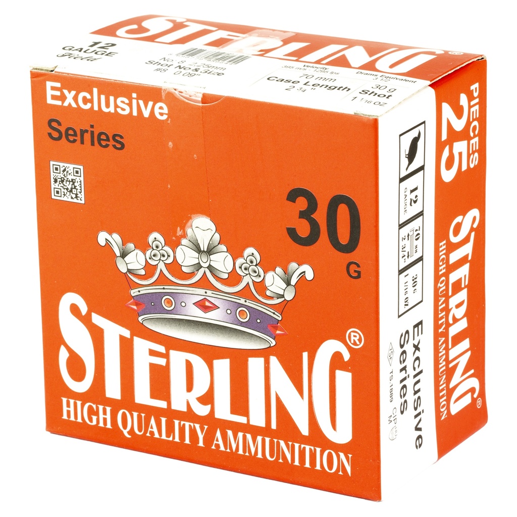 STERLING EXCLSV 12GA 2.75" #8 25/250 2