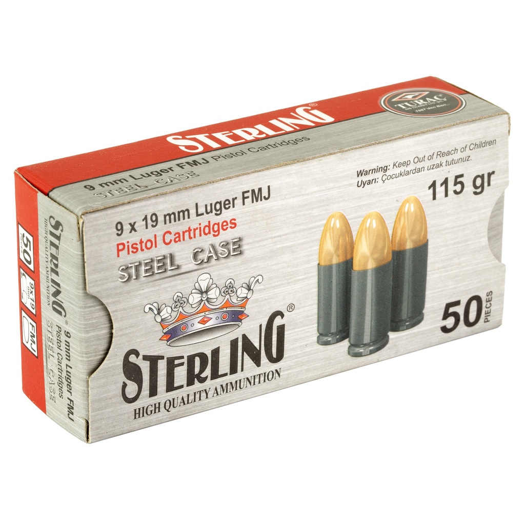 STERLING 9MM 115GR FMJ STEEL 50/1000 1
