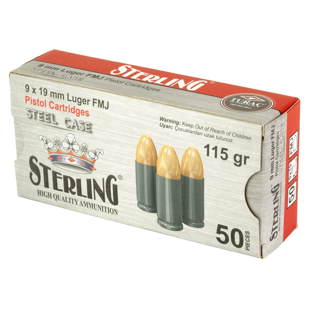 STERLING 9MM 115GR FMJ STEEL 50/1000 2