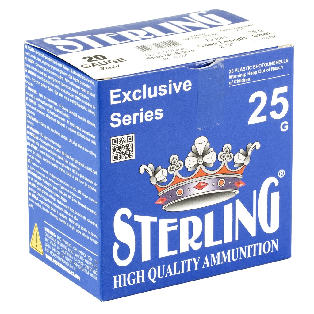 STERLING EXCLSV 20GA 2.75" #8 25/250 1