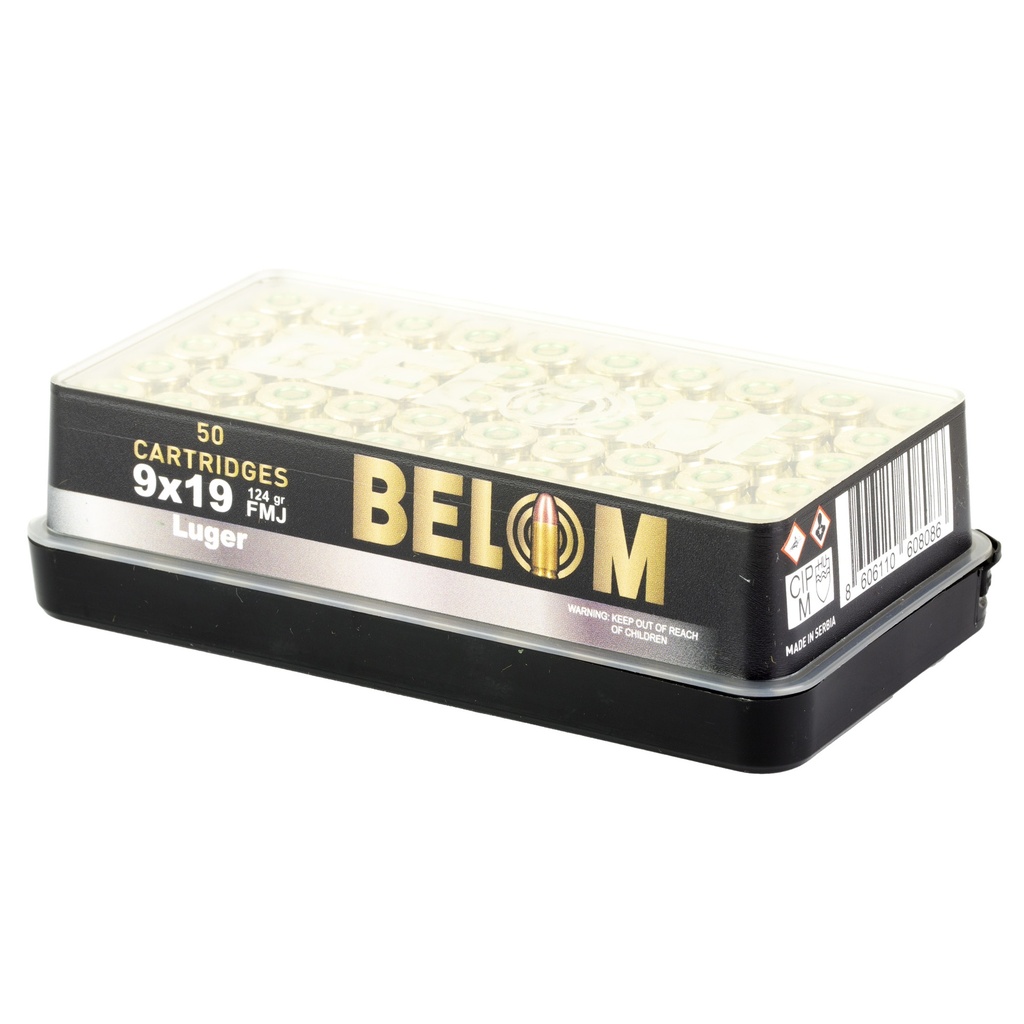 BELOM 9MM 124GR FMJ BRASS 50/1000 2