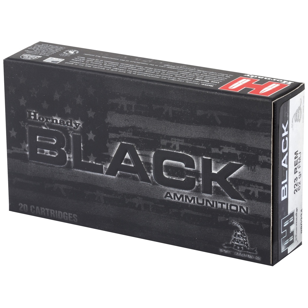Hornady HRNDY BLACK 223REM 62GR FMJ 20/200 2