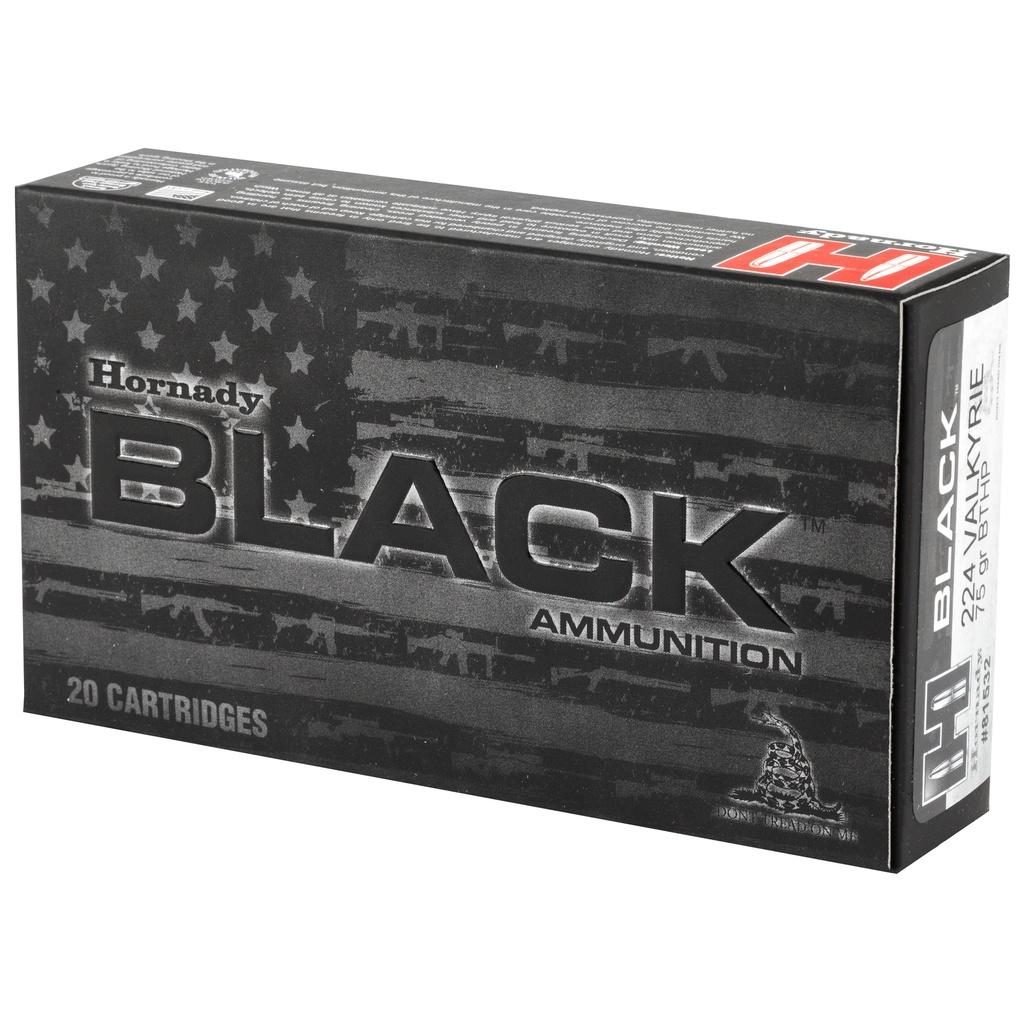 Hornady HRNDY BLACK 224VLK 75GR BTHP 20/200 2