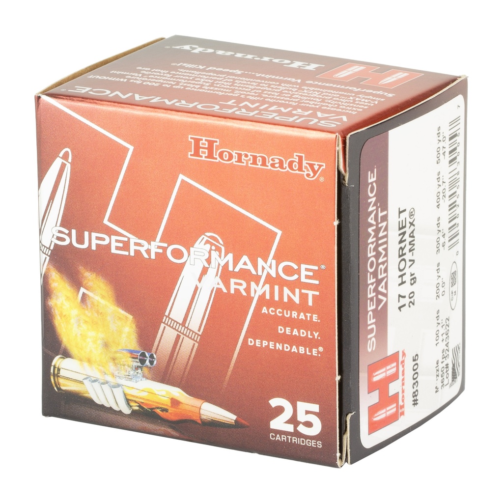 Hornady HRNDY SF 17HRN 20GR V-MAX 25/250 2