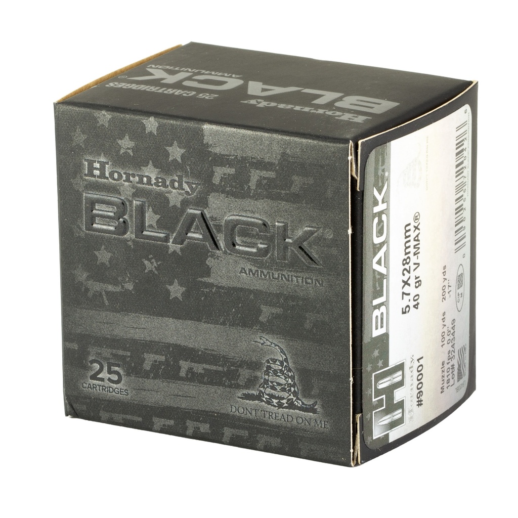 Hornady HRNDY BLK 5.7X28MM 40GR V-MAX 25/250 2