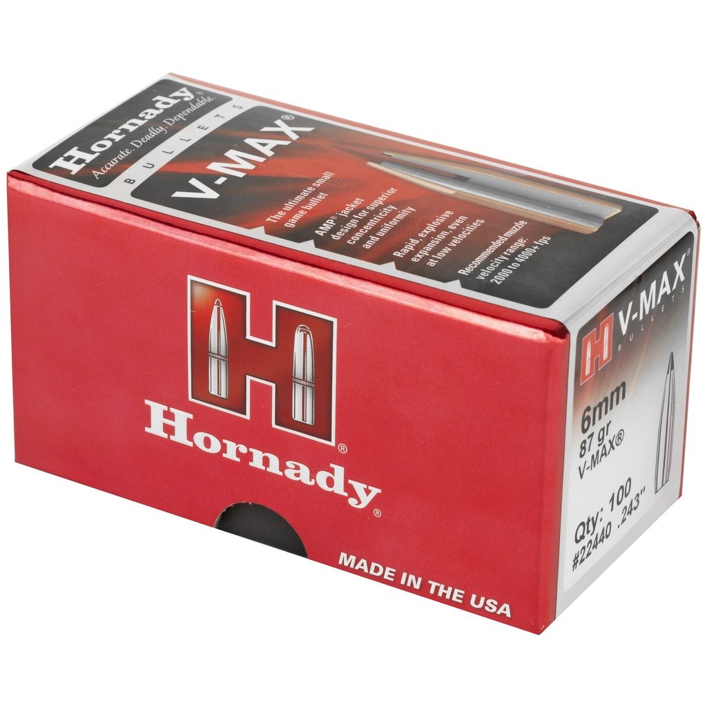 Hornady HRNDY V-MAX 6MM .243 87GR 100CT 2