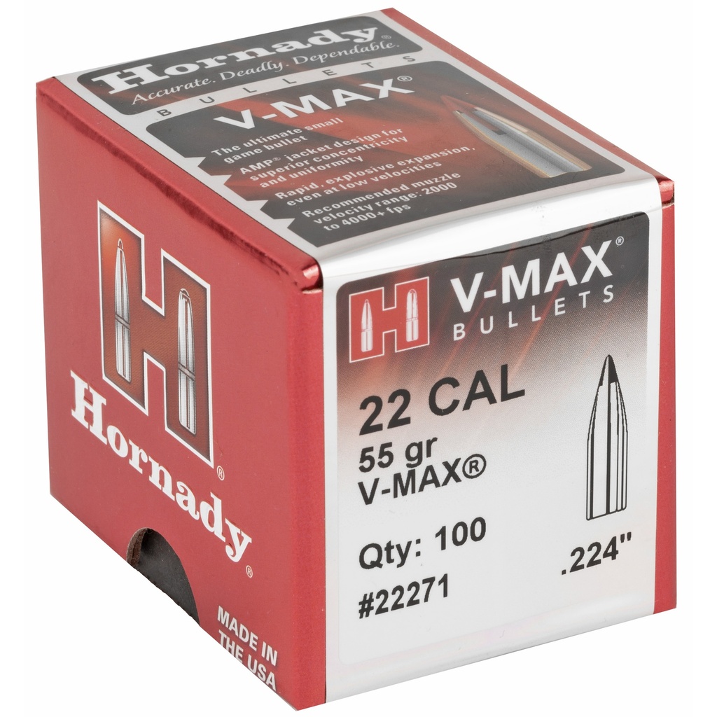 Hornady HRNDY V-MAX 22 CAL .224 55GR 100CT 1