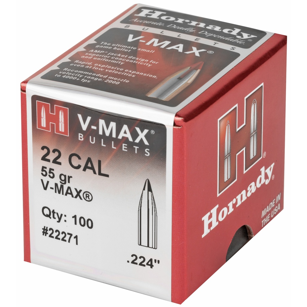 Hornady HRNDY V-MAX 22 CAL .224 55GR 100CT 2
