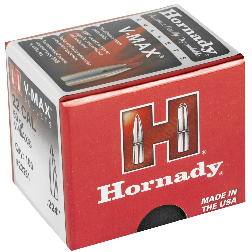 Hornady HRNDY V-MAX 22 CAL .224 50GR 100CT 1