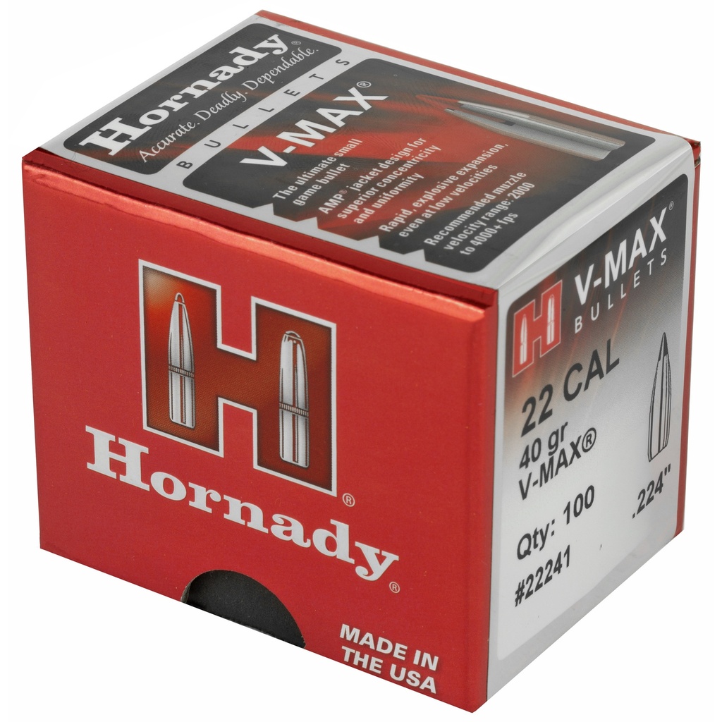 Hornady HRNDY V-MAX 22 CAL .224 40GR 100CT 2