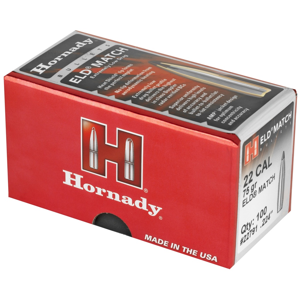 Hornady HRNDY ELD-M 22CAL .224 75GR 100CT 2