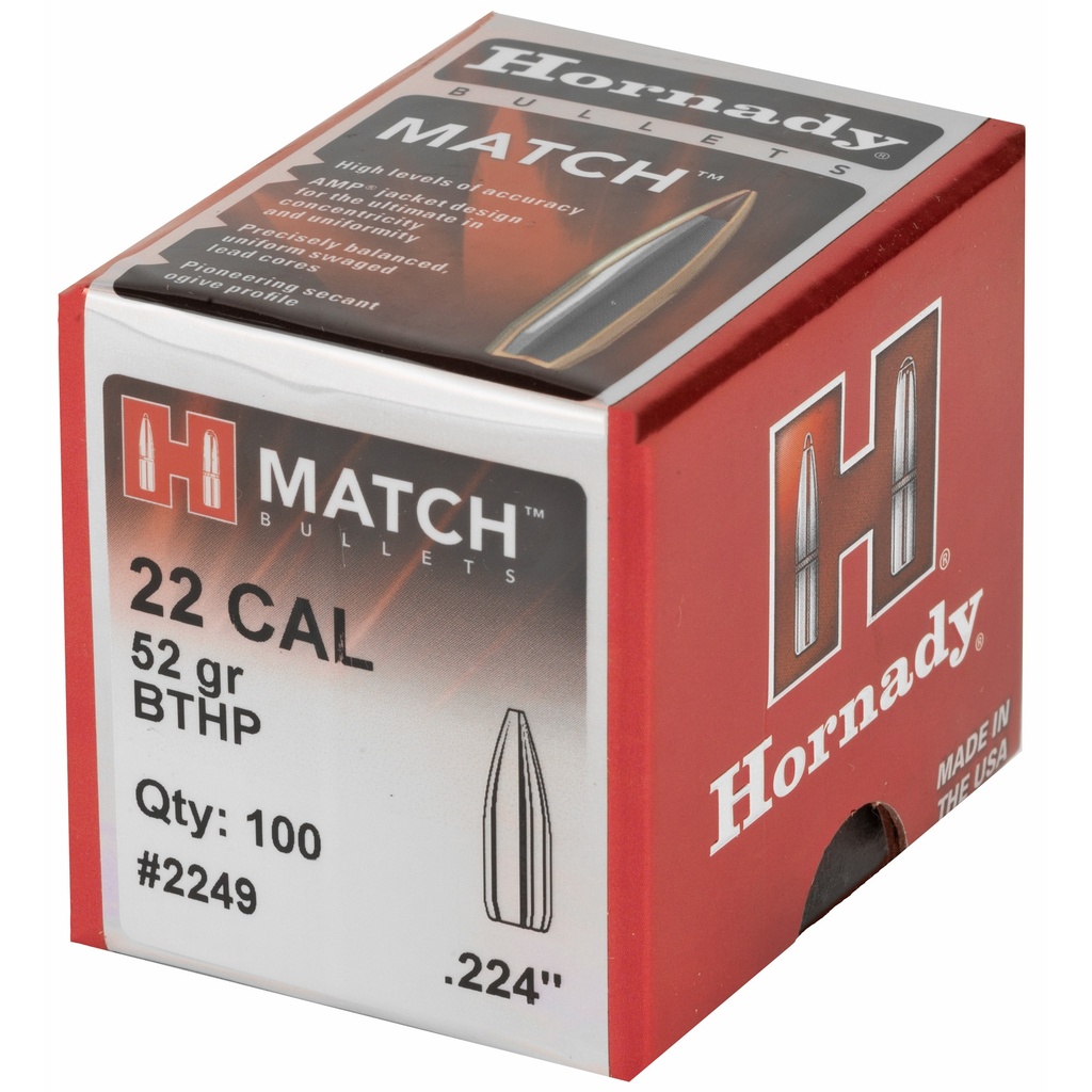 Hornady HRNDY MATCH 22CAL .224 52GR 100CT 2