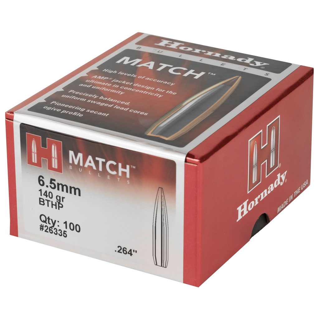 Hornady HRNDY MATCH 6.5MM .264 140GR 100CT 2