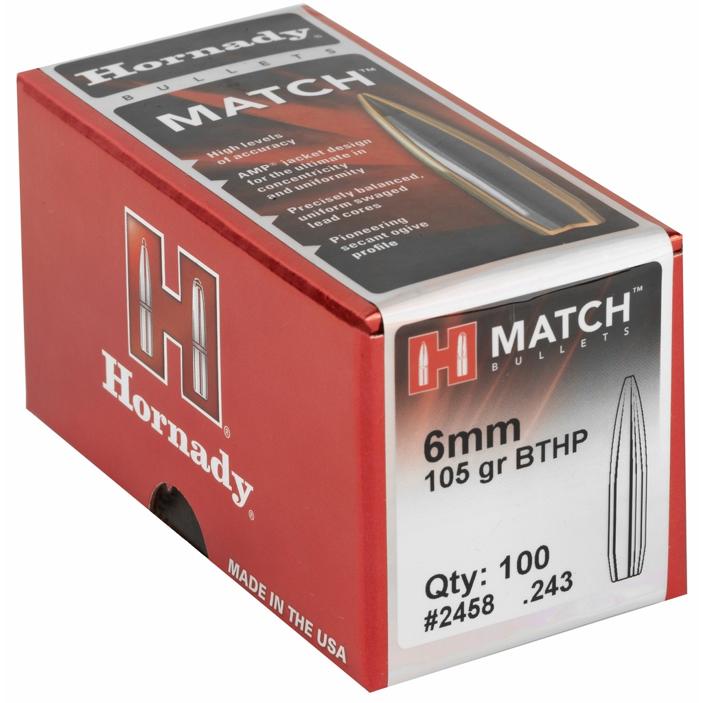 Hornady HRNDY MATCH 6MM .243 105GR 100CT 1