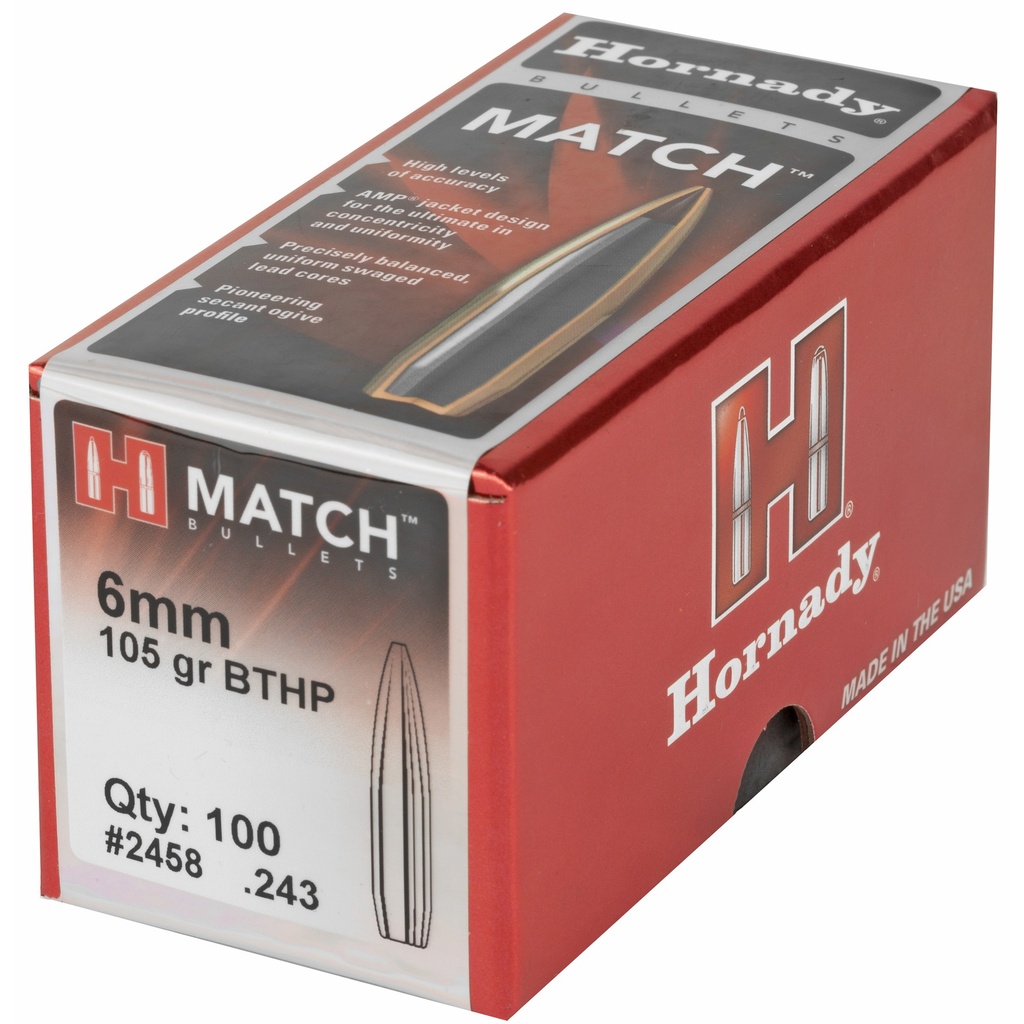 Hornady HRNDY MATCH 6MM .243 105GR 100CT 2