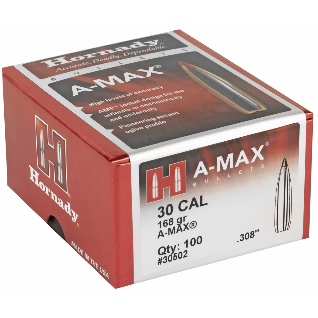 Hornady HRNDY MATCH A-MAX 30CAL 168GR 100CT 1