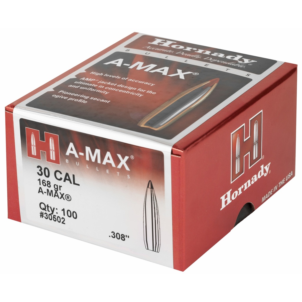 Hornady HRNDY MATCH A-MAX 30CAL 168GR 100CT 2