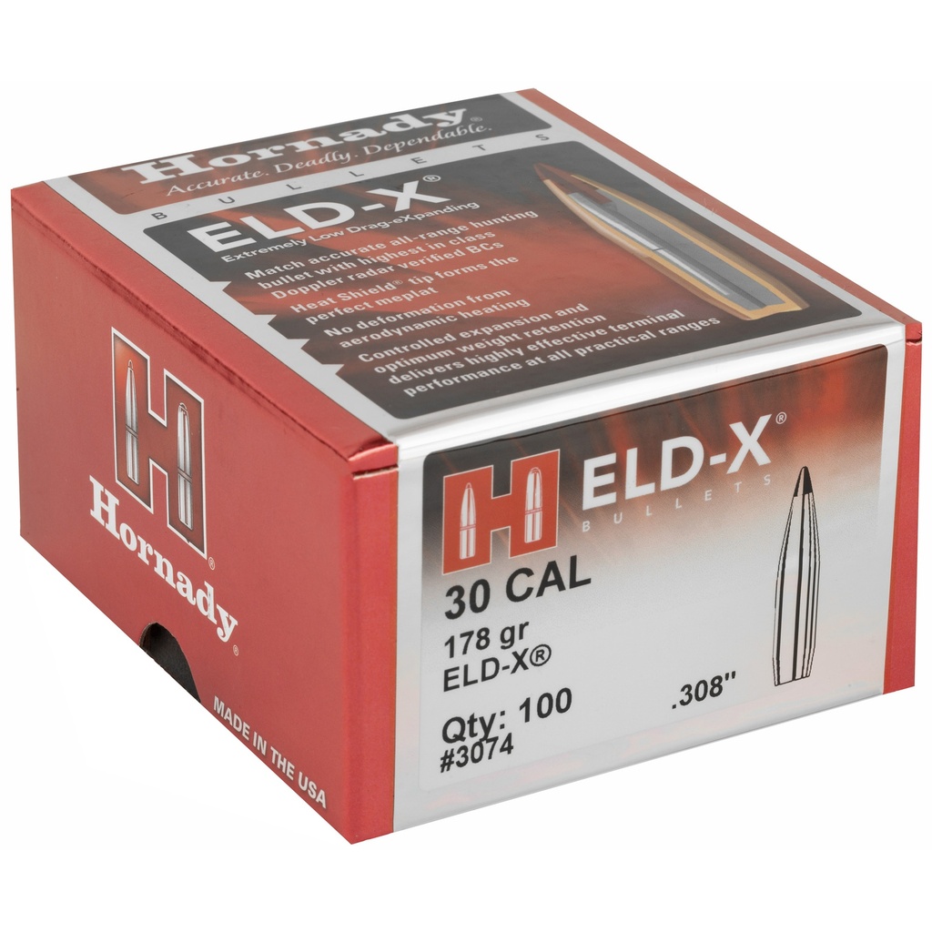 Hornady HRNDY ELD-X 30CAL .308 178GR 100CT 1